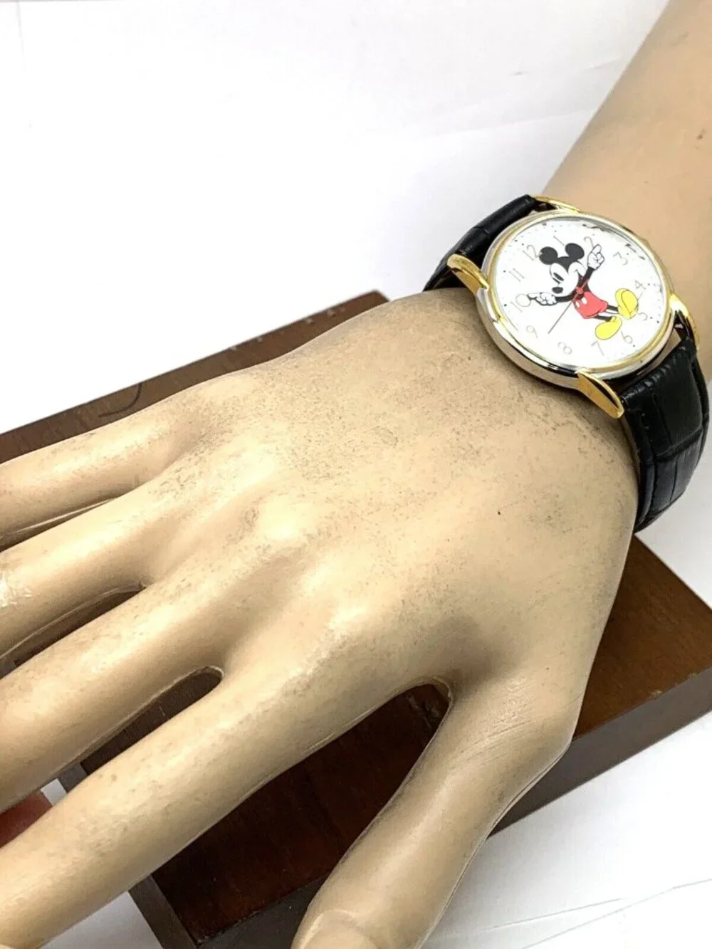 Disney Mickey Mouse Women's Watch 35mm White Dial Quartz Black Leather W002755